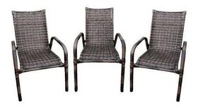 Kit com 03 cadeiras de área de junco varanda oferta - De A-Z Móveis