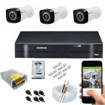 Kit com 03 cameras full hd protec + Dvr multi hd Intelbras