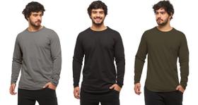 Kit com 03 camisetas longline manga comprida oversized masculina