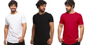 Kit com 03 camisetas longline manga curta masculina