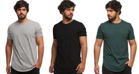 Kit com 03 camisetas longline manga curta masculina