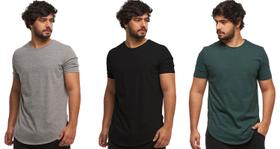 Kit com 03 camisetas longline manga curta masculina