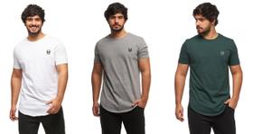 Kit com 03 camisetas longline wooks manga curta masculina