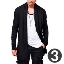 Kit com 03 Casacos Sobretudo Cardigan Long Algodão Stylish Hip Hop Slim Fitness Kit com 03 Casacos Sobretudo Cardigan Long Algodão Stylish Hip Hop Slim Fitness
