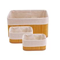 Kit com 03 Cesto Organizador em Bambu 1 Grande + 2 Pequenos Kit com 03 Cesto Organizador em Bambu 1 Grande + 2 Pequenos
