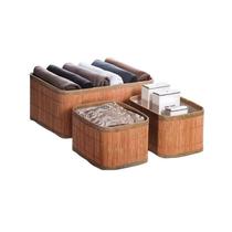 Kit Com 03 Cesto Organizador Em Bambu 1 Grande + 2 Pequenos Kit Com 03 Cesto Organizador Em Bambu 1 Grande + 2 Pequenos