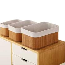 Kit Com 03 Cesto Organizador Em Bambu Pequeno/Médio/Grande Kit Com 03 Cesto Organizador Em Bambu Pequeno/Médio/Grande