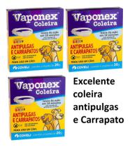 KIT COM 03 Coleira Vaponex Cães Antipulgas E Carrapatos