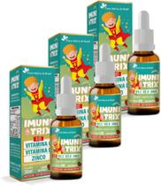 Kit Com 03 - ImuniTrix Kids (Vitamina C + D + Zinco) 30ml Sabor Morango Flora Nativa