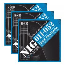 Kit Com 03 Jogos De Cordas Prateada Nig Para Violão Aço 011 Kit Com 03 Jogos De Cordas Prateada Nig Para Violão Aço 011