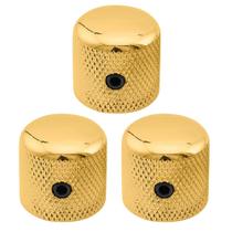 Kit Com 03 Knobs Metal Para Guitarra e Contra Baixo Com Parafuso Dourado