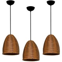 Kit Com 03 Luminaria Pendente Modelo Junco Sino Ideal para balcão cozinha americana, bacncada Bivolt 110220v Kit Com 03 Luminaria Pendente Modelo Junco Sino Ideal para balcão cozinha americana, bacncada Bivolt 110220v