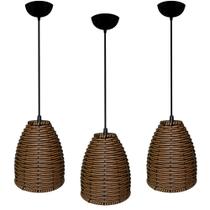 Kit Com 03 Luminaria Pendente Modelo Junco Sino Ideal para balcão cozinha americana, bacncada Bivolt 110220v
