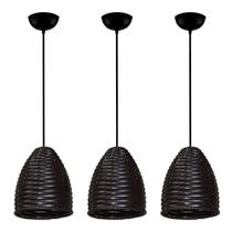 Kit Com 03 Luminaria Pendente Modelo Junco Sino Ideal para balcão cozinha americana, bacncada Bivolt 110220v Kit Com 03 Luminaria Pendente Modelo Junco Sino Ideal para balcão cozinha americana, bacncada Bivolt 110220v