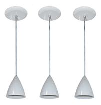 Kit Com 03 Luminárias Pendentes de Alumínio Ideal para balcão cozinha americana, bancada Bivolt 110v 220v