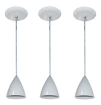 Kit Com 03 Luminárias Pendentes de Alumínio Ideal para balcão cozinha americana, bancada Bivolt 110v 220v