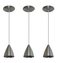 Kit Com 03 Luminárias Pendentes de Alumínio Ideal para balcão cozinha americana, bancada Bivolt 110v 220v