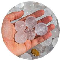Kit com 03 Mini Esferas de Pedra Cristal Natural de Quartzo Cristal - 30 a 35 mm - Tipo B ATACADO Kit com 03 Mini Esferas de Pedra Cristal Natural de Quartzo Cristal - 30 a 35 mm - Tipo B ATACADO