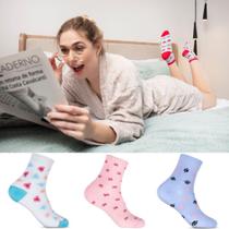 Kit Com 03 Pares De Meias Femininas Cano Longo Alto Grossa Para Inverno Oferta ATACADO