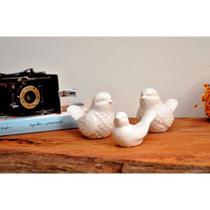 Kit com 03 Passarinhos decorativos de Porcelana branco