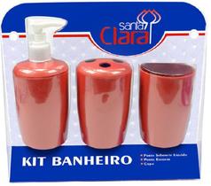 Kit Com 03 Peças Para Banheiro Vermelho- Santa Clara