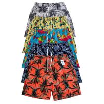 Kit Com 03 Shorts Elastano Estampado Bermudas Praia Academia - Lessan Modas