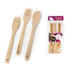 Kit Com 03 Talheres De Bambu Para Cozinha Super Útil - KCB-09