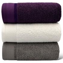 Kit Com 03 Toalhas De Banho Gigante / Banhão - Eleganz - Vinho/Branca/Cinza - 72x150cm- LMpeter