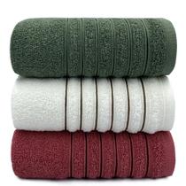 Kit Com 03 Toalhas De Banho Orfeu - Verde/Branca/Terracota - 72x130cm - LMpeter