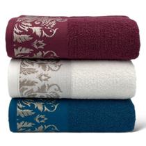 Kit Com 03 Toalhas De Banho - Rubi/Branca/Petroleo - Viena - 72x130cm - LMpeter