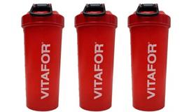 Kit com 03 Unidades Coqueteleira 1 Dose Cor Vermelha de 600 ml-Vitafor