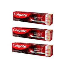 Kit Com 03 Unidades de Creme Dental Colgate Luminous White Carvão Ativado 140g