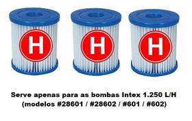 Kit com 03 unidades do Cartucho H Refil Filtro para Bomba Filtrante Intex 1250 LH