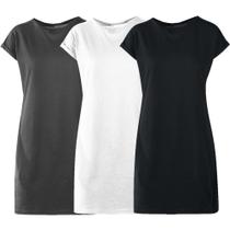 Kit com 03 Vestidos Camisetão Feminino Mulheres Super Estiloso
