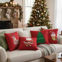 Kit com 04 almofadas cheias decorativas natalina 42cm x42cm decoração ambiente natal Kit com 04 almofadas cheias decorativas natalina 42cm x42cm decoração ambiente natal