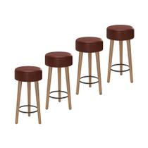 Kit Com 04 Banco Banqueta Pés Palito Paris Napa Telha - Salaone Kit Com 04 Banco Banqueta Pés Palito Paris Napa Telha - Salaone