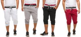 Kit com 04 bermudas de moletom saruel skinny masculino