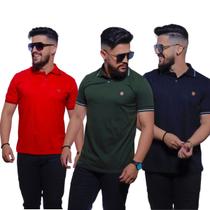 Kit com 04 Blusas Gola Polo Masculina Algodão