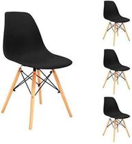 Kit Com 04 Cadeiras Eames Eiffel Base Madeira Preto Kit Com 04 Cadeiras Eames Eiffel Base Madeira Preto