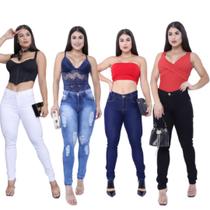 kit Com 04 Calças jeans Feminina Skynni Cós Alto