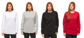 Kit com 04 camisetas longline manga comprida oversized feminina