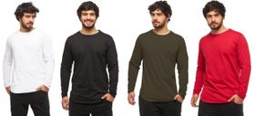 Kit com 04 camisetas longline manga comprida oversized masculina