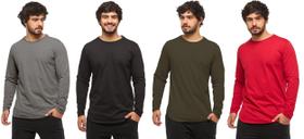 Kit com 04 camisetas longline manga comprida oversized masculina