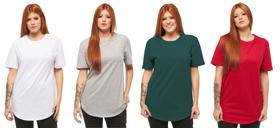 Kit com 04 camisetas longline manga curta feminina