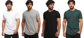 Kit com 04 camisetas longline manga curta masculina