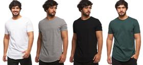 Kit com 04 camisetas longline manga curta masculina