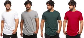 Kit com 04 camisetas longline manga curta masculina