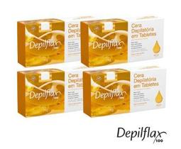 Kit Com 04 Ceras Quente Depilatórias Depilflax Natural 1kg