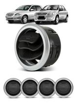 Kit com 04 Difusores de Ar Central Lateral Esquerdo e Direito Prata Com Suporte Prisma Celta