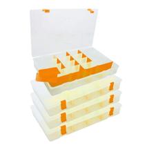 Kit com 04 Estojos para Iscas EP Fishing Grande (Laranja, 17 divisórias)